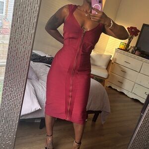 Ashley Stewart Burgundy Midi Dress
